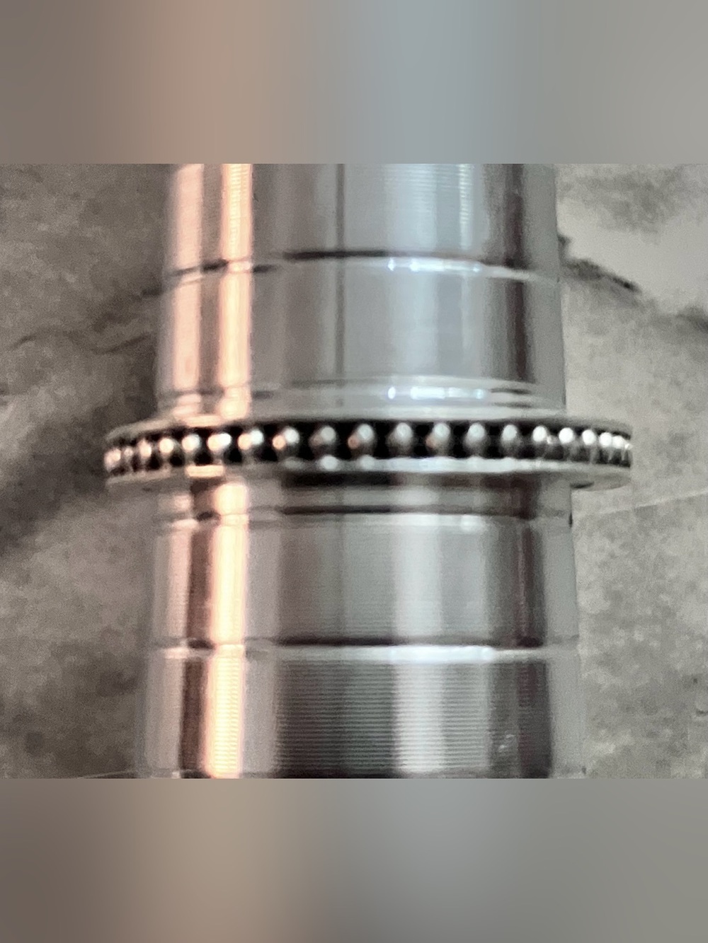 Silver tone stackable band with beaded accents Women's Band